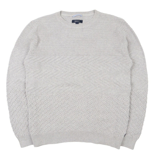 Men's GANT Grey Cotton Mix Knit Crew Neck Jumper Size M