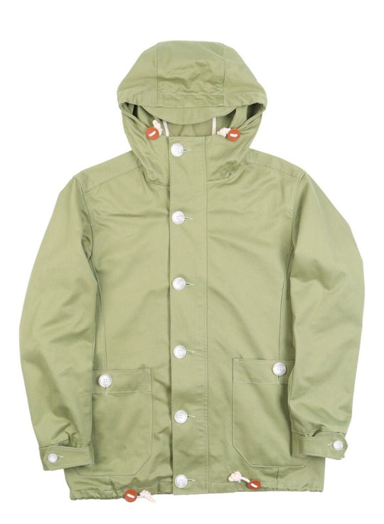 Men's HERITAGE RESEARCH England Handmade Green Hooded Parka Jacket Size L