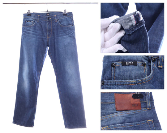 HUGO BOSS Maine Navy Blue Denim Straight Jeans Size 35 / 32