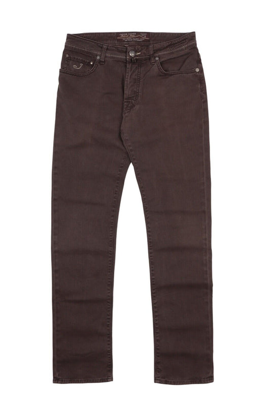 Men's JACOB COHEN Brown Cotton Faded Denim Jeans Pants Size 32