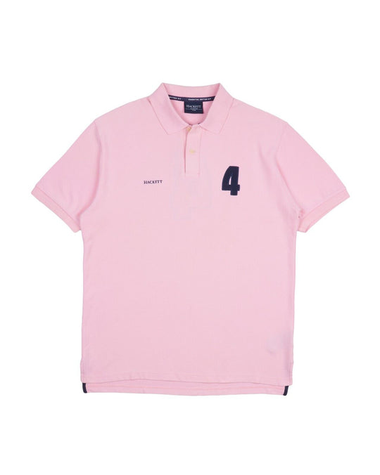 HACKETT 4 Polo Shirt Pink Pique Cotton Mens T-Shirt Size L