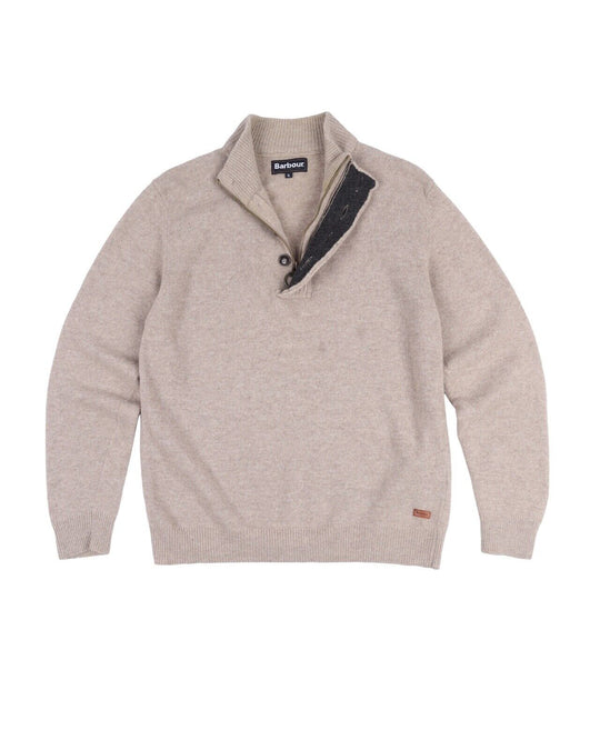 BARBOUR Pullover Grey Beige Wool Zip Neck Men's Jumper Size XL