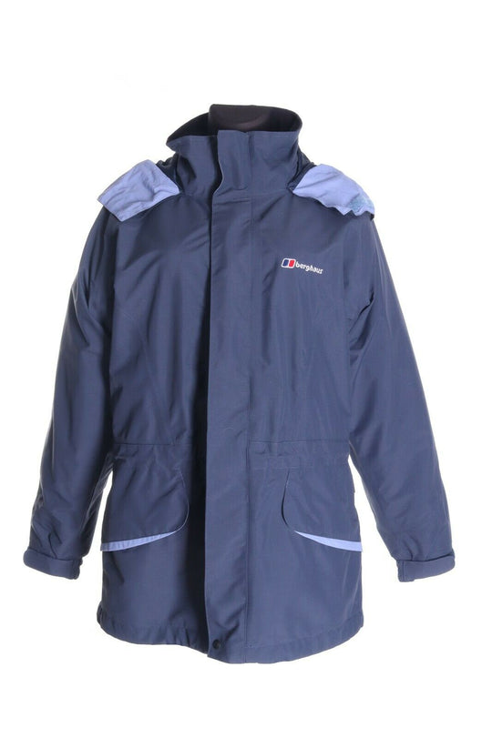 Women's BERGHAUS Navy Blue Nylon Gore-Tex Outdoor Windbreaker Jacket Size 14