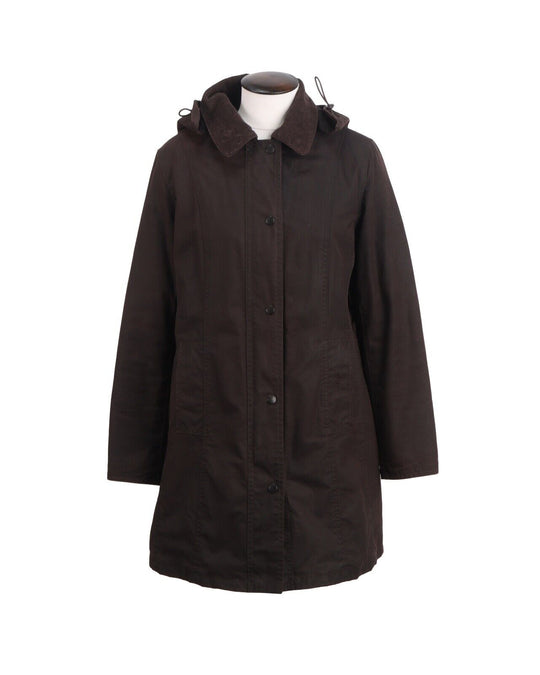 BARBOUR Belsay Jacket Brown Waxed Cotton Women Parka Size UK 14 US 10