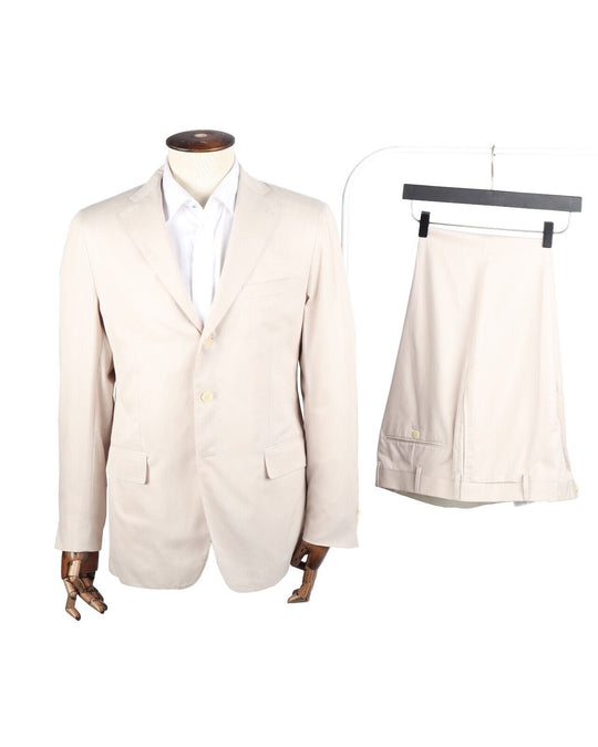 CARUSO Suit Beige Cotton Men's Jacket 52 IT / 42 US