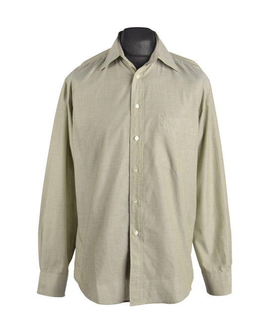 Men's Vintage YVES SAINT LAURENT Green Cotton Shirt Size 15.75 / 40