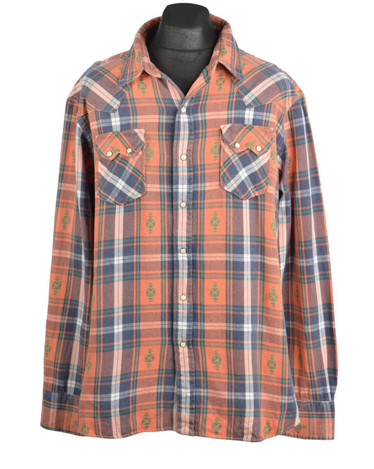 Men's RALPH LAUREN Check Flannel Cotton Western Cowboy Pocket Shirt Size XXL