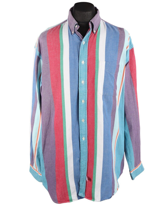 RALPH LAUREN Multicolor Striped Cotton Vintage Made In USA Men Shirt Size XL