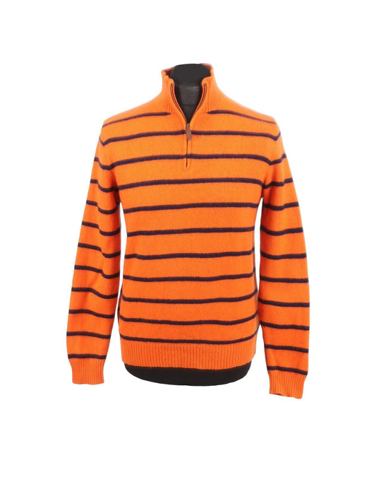 RALPH LAUREN Pullover Orange Cotton Zip-Neck Men's Sleeveless Jumper Size M