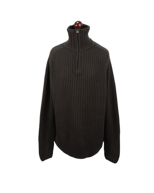 HUGO BOSS  Jumper Zip Neck Olive Green Wool Zip-Neck Men's Size XXXL