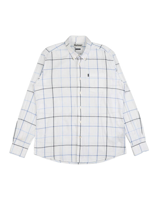 BARBOUR Max Shirt White Blue Check Cotton Men's Button Down Size XL