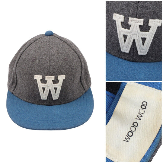 WOOD WOOD Blue Grey Wool Baseball Cap