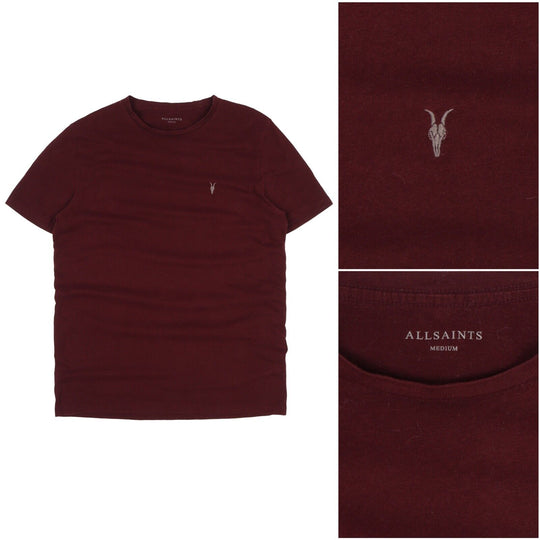 Men's ALLSAINTS Bordeaux Red Cotton Logo T-Shirt Tee Size M