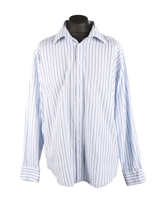 Men's YVES SAINT LAURENT Blue Striped Casual Shirt Sz XL
