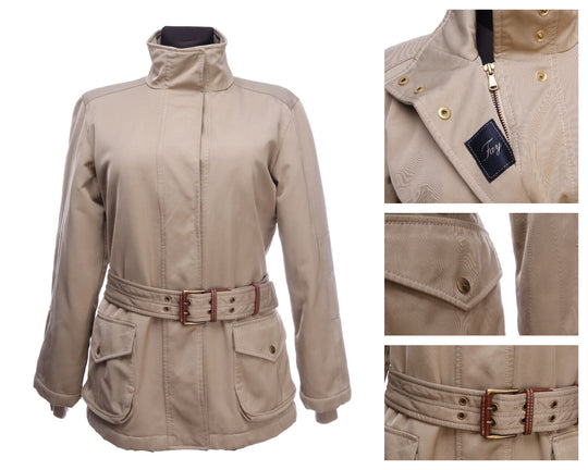 FAY Beige Belted Padded Casual Jacket Size L