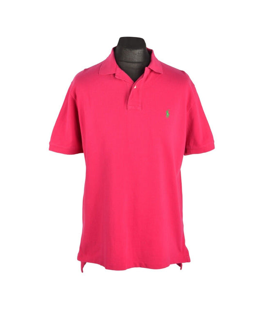 Men's Polo RALPH LAUREN Magenta Pink Pique Cotton  Polo Shirt Size L