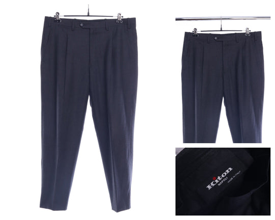 KITON NAPOLI Italy Charcoal Grey Business Dress Pants Trousers Size 50