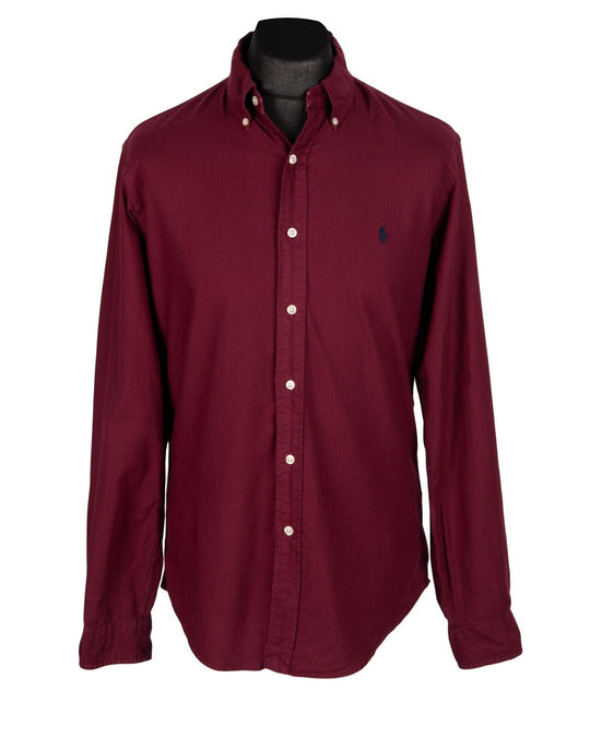 RALPH LAUREN Shirt Burgundy Cotton Men's Button Down Slim Fit Size M