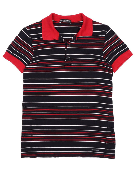 Men's DOLCE & GABBANA Black Striped Polo Shirt Size 46 / S