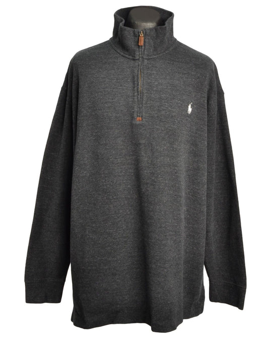 POLO Ralph Lauren Jumper Gray Zip Neck Cotton Men's Pullover Size 1XB