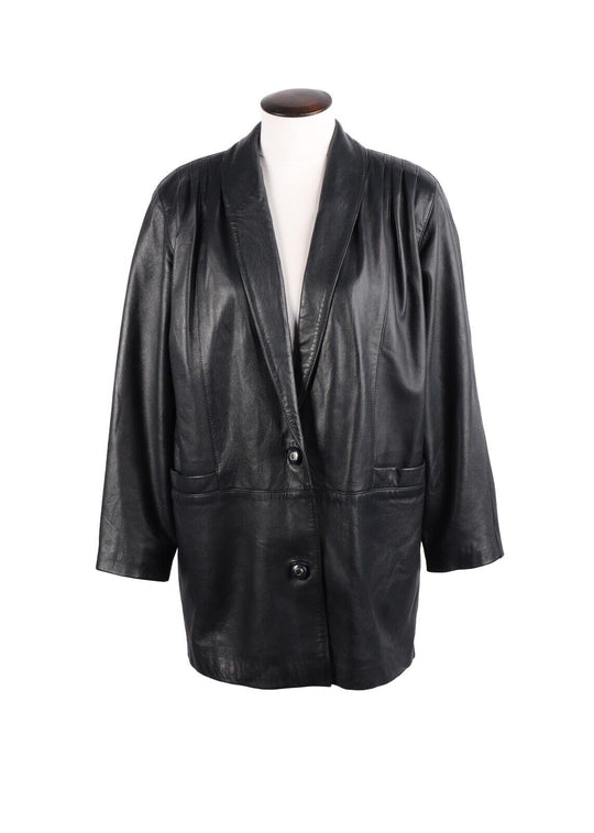 Vintage BALLY Blazer Navy Blue Leather Women's Jacket Size 4 / L