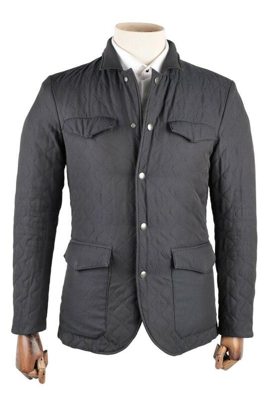 Men's ETRO MILANO Navy Blue Quilted Cotton Wool Jacket Size s