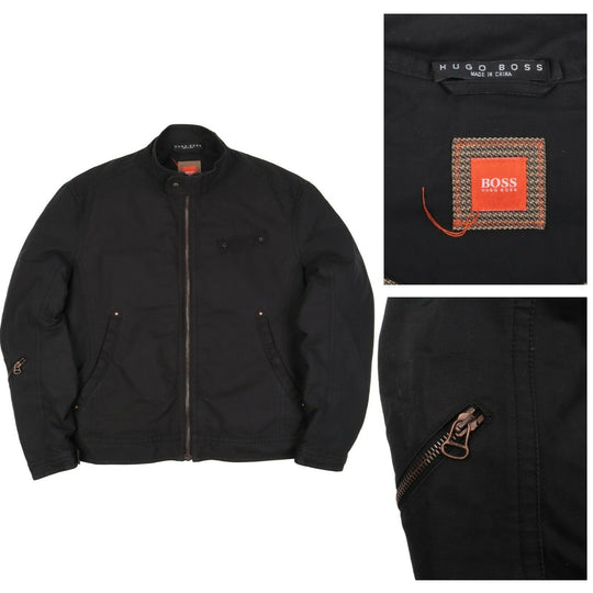 Men's HUGO BOSS Orange Black Cotton Orant Harrington Jacket Size 40 / 50
