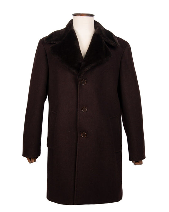 VIntage DOLCE & GABBANA Brown Fur Collar Wool Blend Mens Size 50 IT