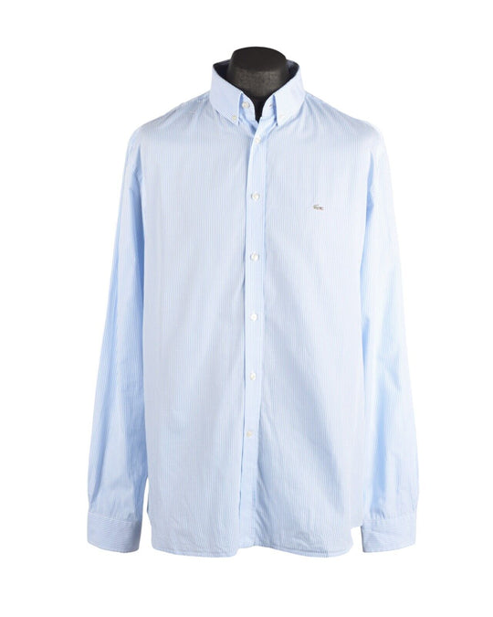 LACOSTE Blue Striped Cotton Men's Casual Shirt Size 44 / XL