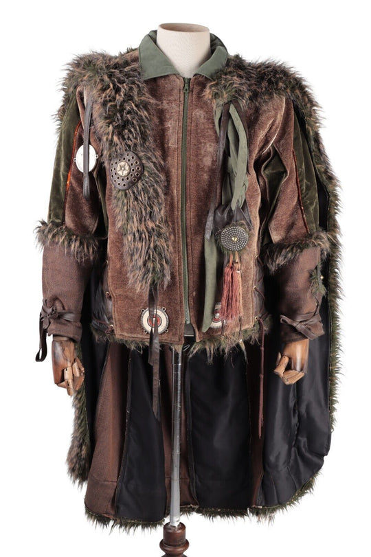Vintage LORD OF THE RINGS Green Faux Fur Long Hobbits Elves Cape