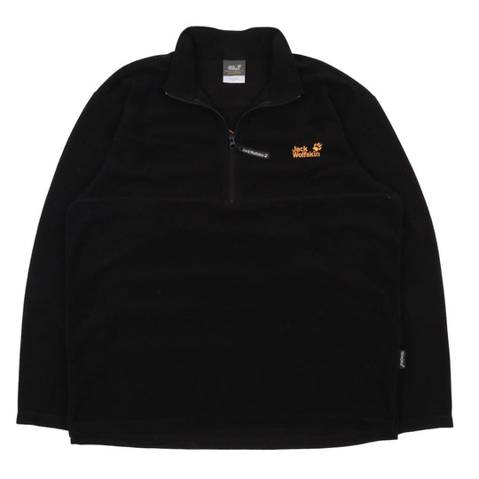 Men's JACK WOLFSKIN Black Zip Neck Fleece Sweater Jumper Size XL