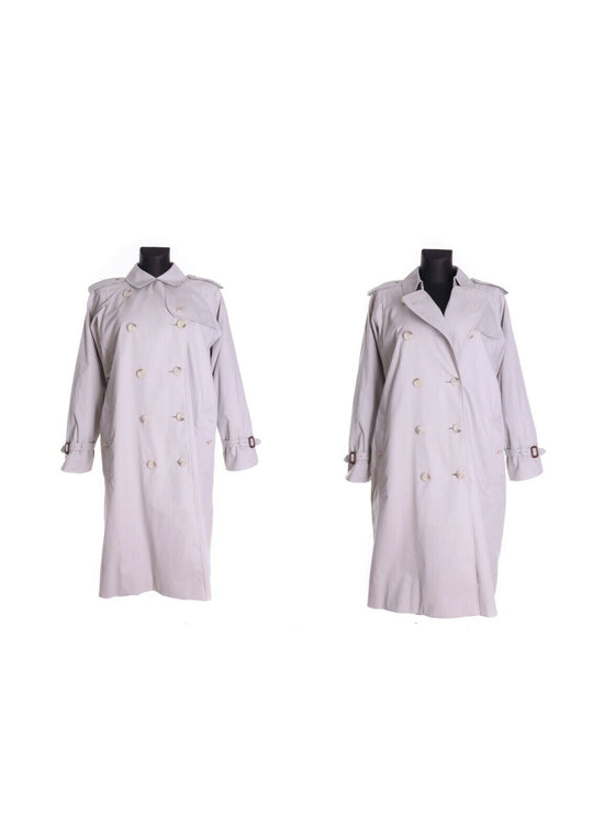 Women's BURBERRYS Vintage Beige 100% Cotton Classic Long Trench Coat Size 10