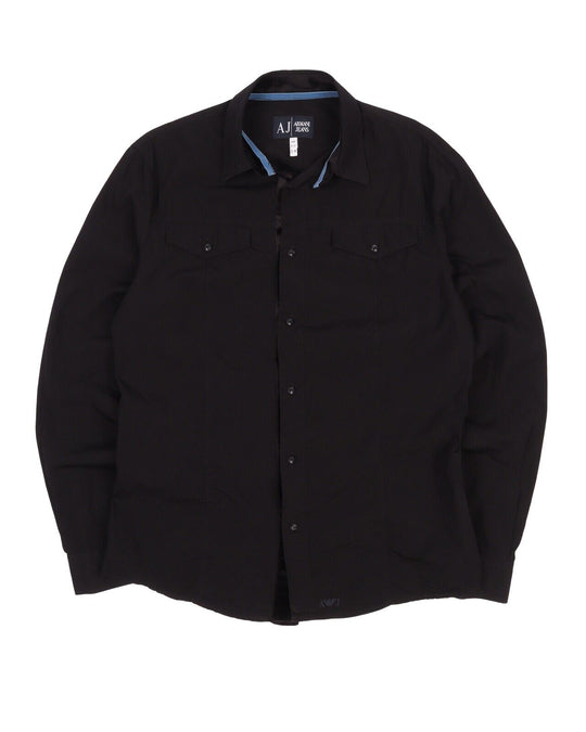 Men's ARMANI Jeans Black Cotton Shirt Size L
