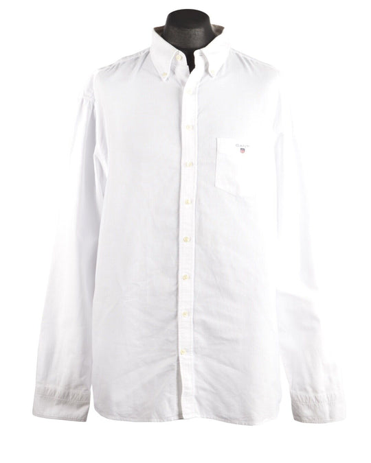 Men's GANT White Cotton Solid Oxford Shirt Size 3XL