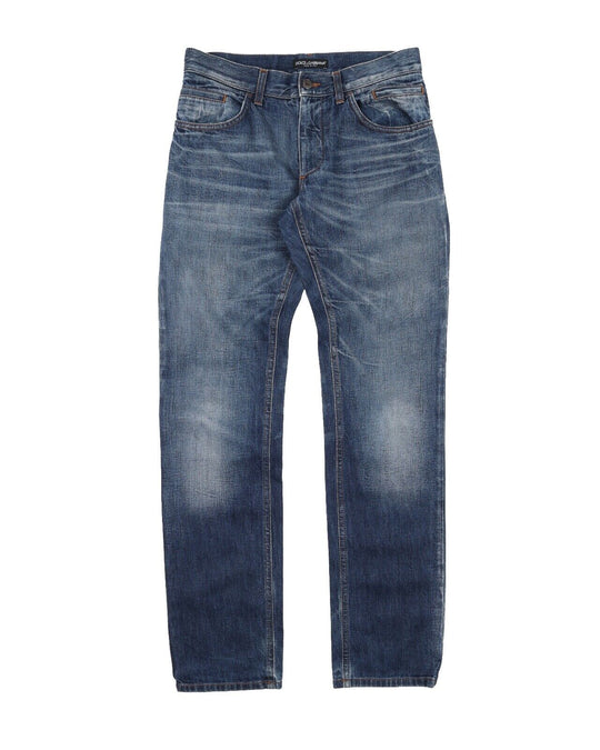 DOLCE & GABBANA Denim Blue Faded Cotton Men's Jeans  Size 44 IT