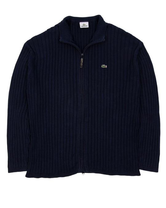 LACOSTE Full Zip Sweater Navy Cotton Men's Knit Cardigan Size 8