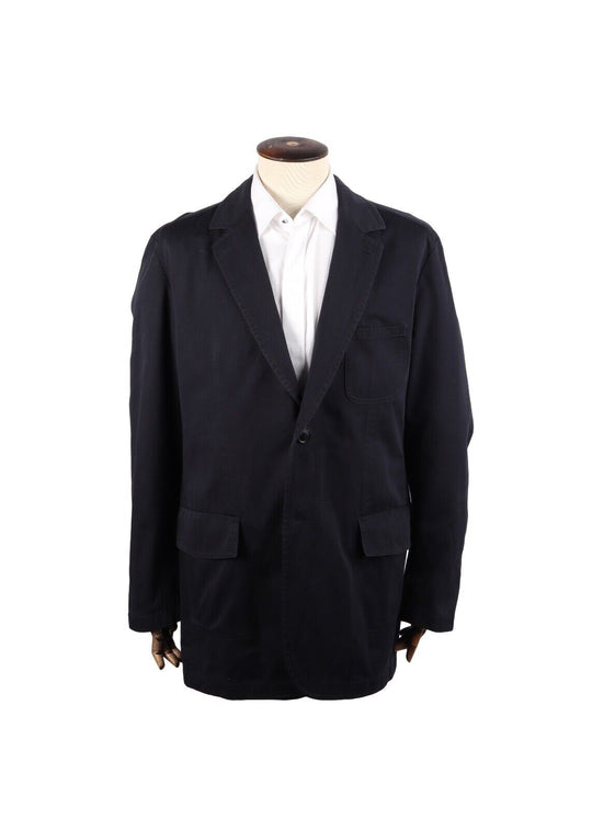 HHUGO BOSS Sport Coat Navy Blue Cotton Blazer Men's Size 56 IT / 46 UK