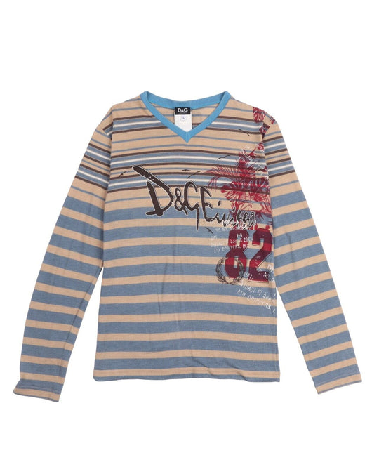 Vintage DG DOLCE & GABBANA Pullover Beige Striped Mens Long Sleeve Size L