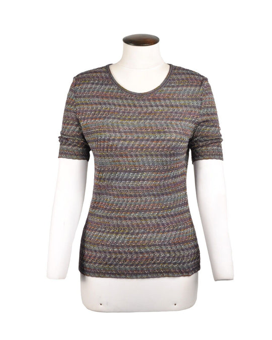 MISSONI SPORT Blouse Multicolor Round Neck Pullover Style Womens Top Tee Size 44