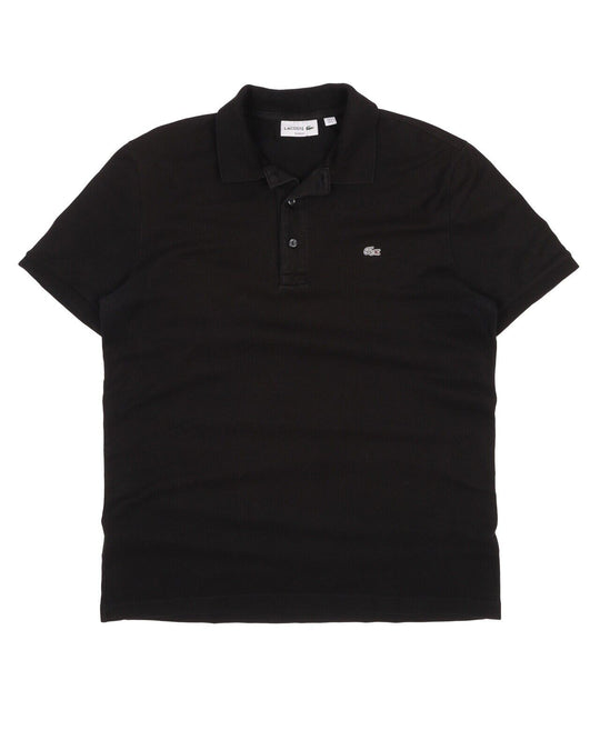 Men's LACOSTE Silver Croc Black Pique Polo Shirt Size 5 / L