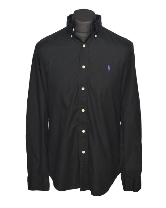 RALPH LAUREN Shirt Black Cotton Men's Button Down Size M