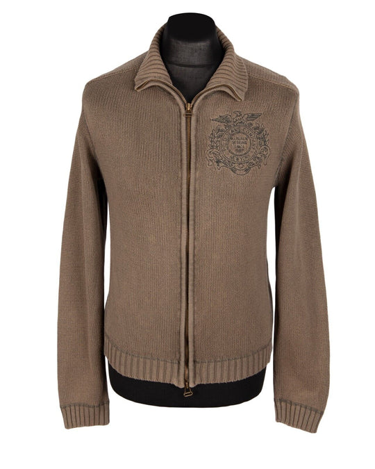 RALPH LAUREN Full Zip Cardigan Brown Cotton Men's Knit Sweater Size M