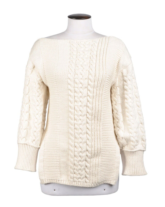 STELLA McCARTNEY Pullover Beige Crew Neck Cable Knit Women's Jumper Size 38 IT