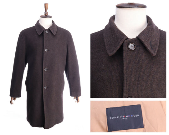 TOMMY HILFIGER Tailored Brown Cashmere Wool Coat Jacket Size 56