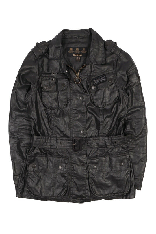 Women's BARBOUR INTERNATIONAL Black Tartan Duralinen Jacket Size UK 10 / 6 US