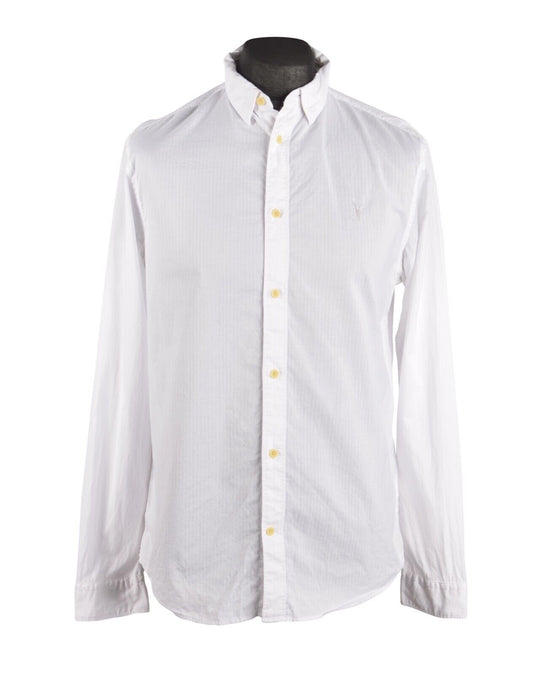 Men's ALLSAINTS White 100% Cotton Slim Fit Fuller LS Shirt Size M