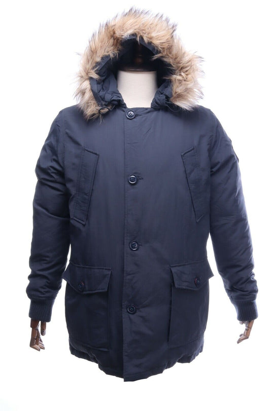 SUPERDRY Rescue Indigo Blue Down Hooded Parka Jacket Size XL
