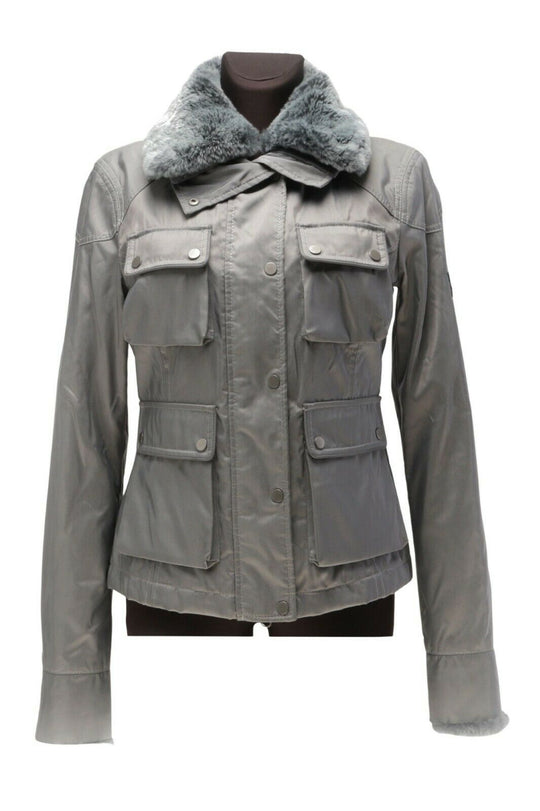 Women's BELSTAFF GOLD LABEL Silver Multipocket Utility Short Jacket Size 42
