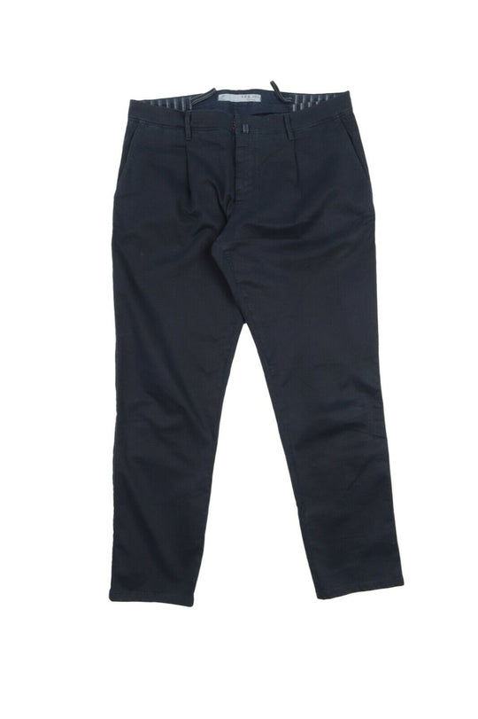 Men's L.B.M. 1911 Navy Blue Cotton Pleated Chino Pants Trousers Size 52 R