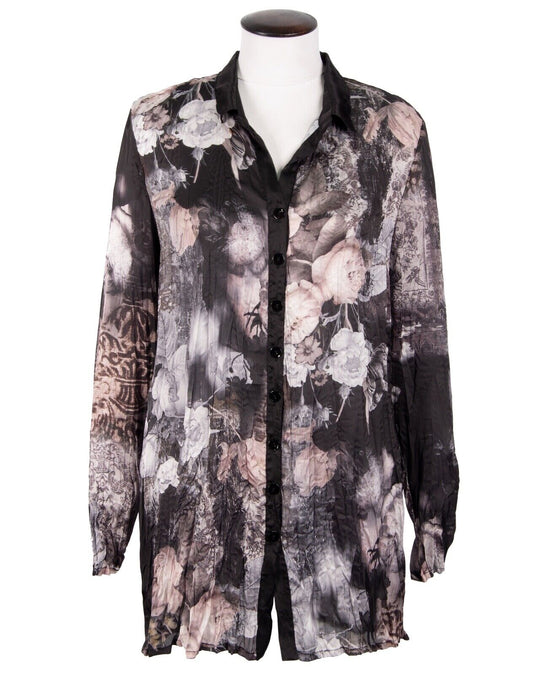 BOTTEGA Shirt Collar Multicolor Floral Women's Blouse Size L